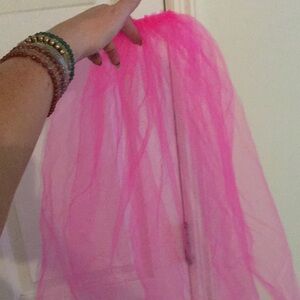 Bright pink bachelorette veil